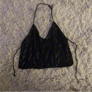 Urban Outfitters Black Sequin Crop Top